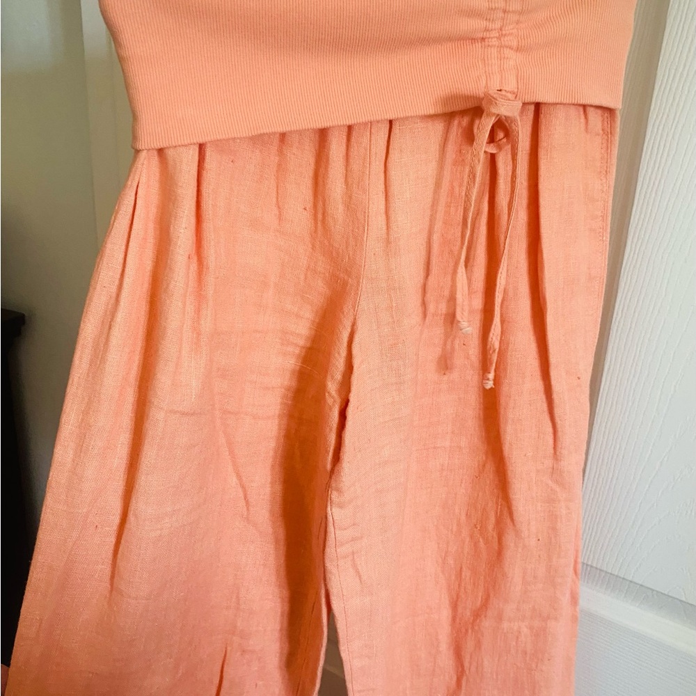 NWOT: 💯% Linen Wide-Leg Full Length Bebe Pants in Peach 🍑 Size XS